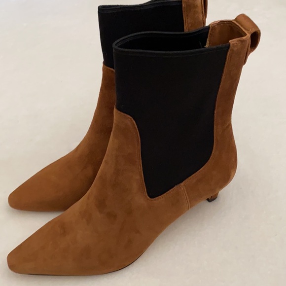 J. Crew | 2023 Stevie Pull-On Boots Suede Rich Toffee/Black BT870 (7.5) - Picture 6 of 13